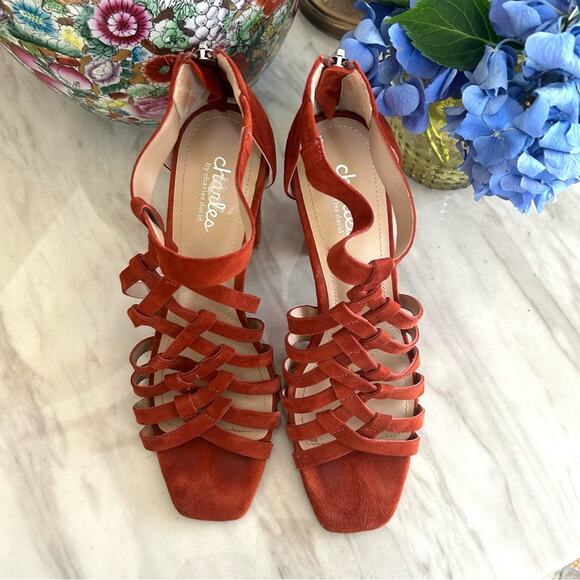 Charles David Micah Burnt Orange Red Caged Heeled Sandal - Picture 9 of 10